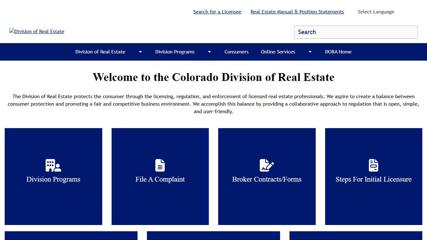 Division of Real Estate Division of Real Estate