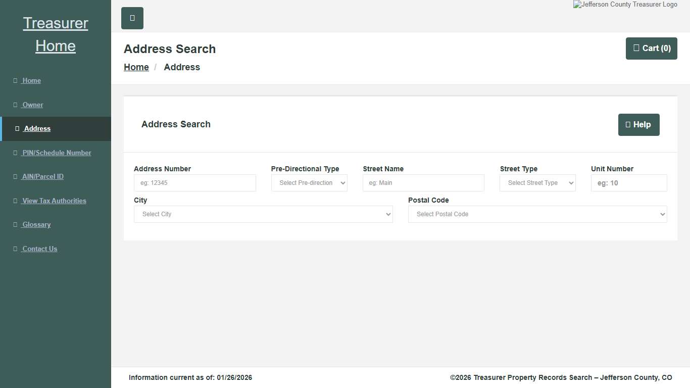 Treasurer Property Records Search - Address Search